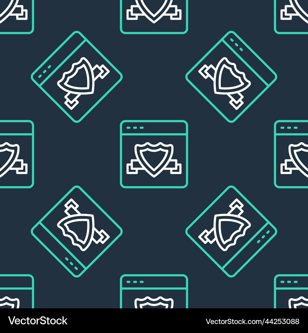 Line browser with shield icon isolated seamless Line browser with shield icon isolated seamless vector image