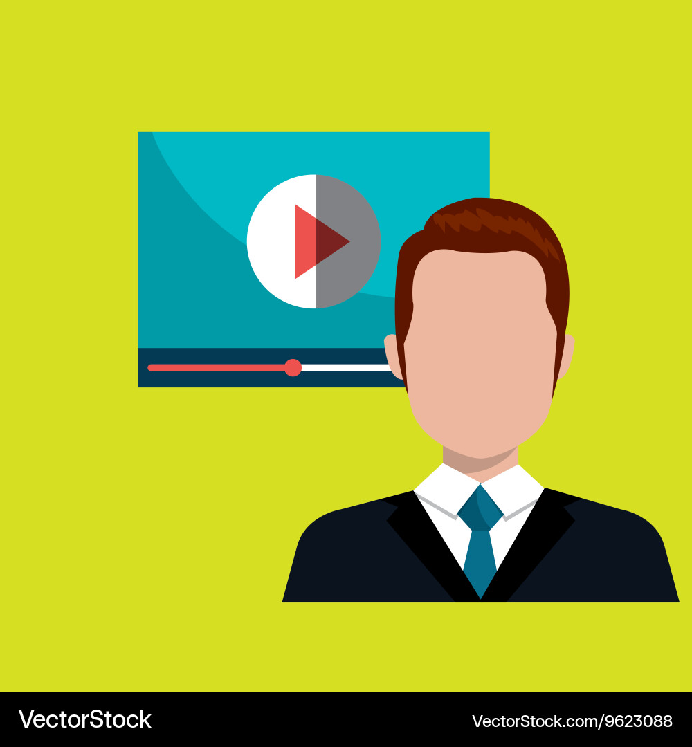 Man with media player template isolated icon vector image