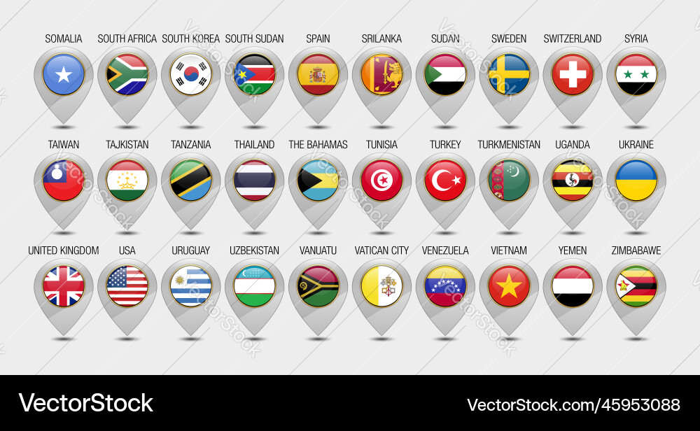 Map pointer or marker with flags design template Map pointer or marker with flags design template vector image