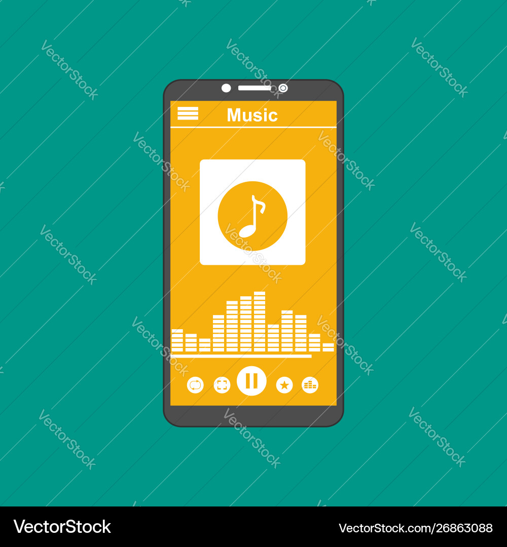 Media player application app template with flat Media player application app template with flat vector image