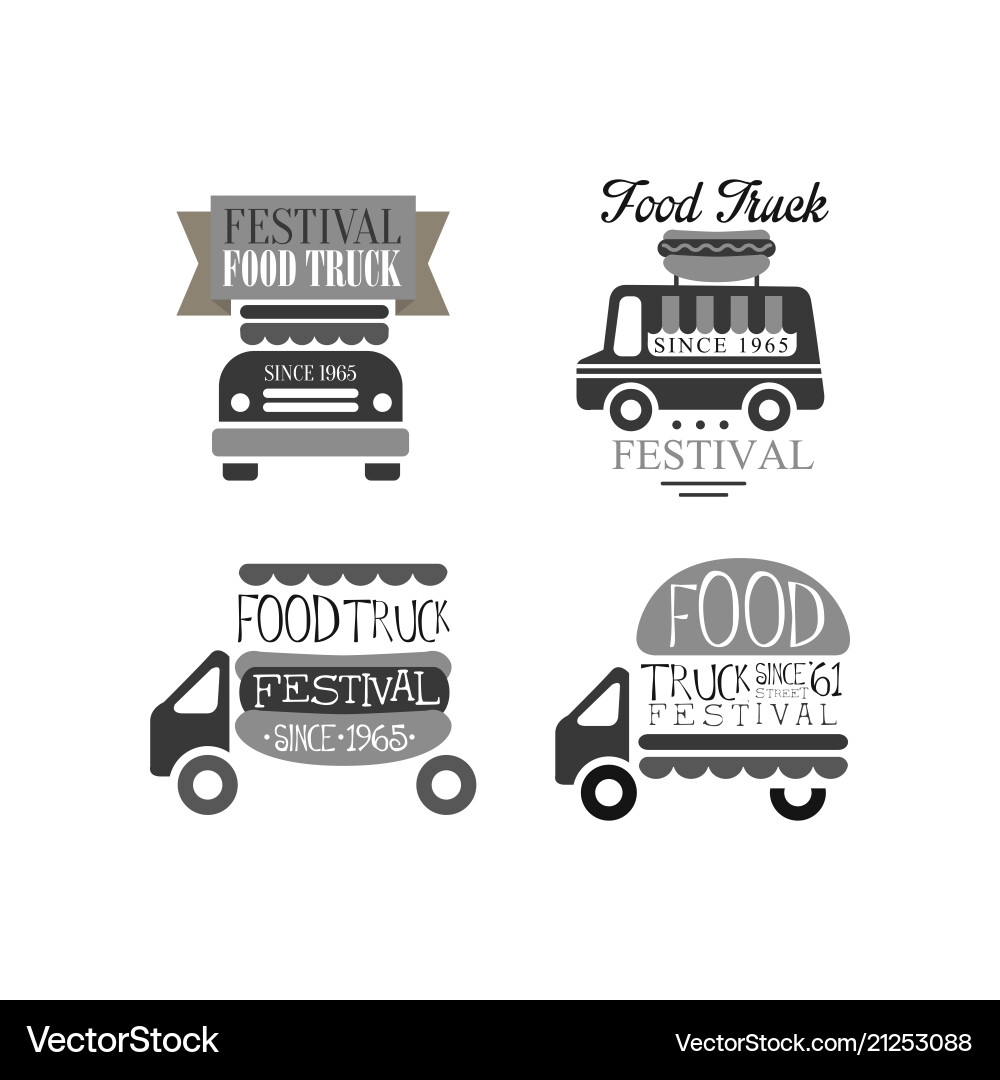 Monochrome Food Truck Logos Vector Image