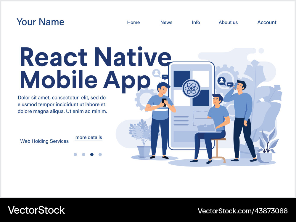 React native mobile apps development concept React native mobile apps development concept Vector Image