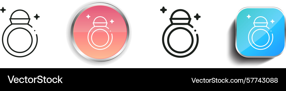 Ring icon thin linear regular and button style Ring icon thin linear regular and button style vector image