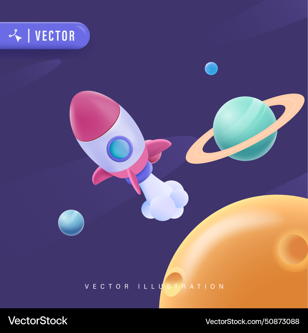 Rocket and planets Vector Image