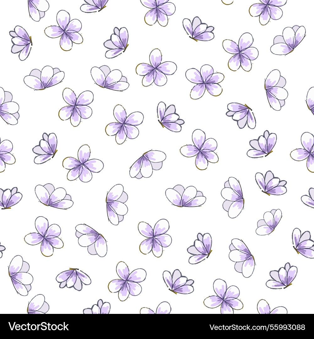 Seamless pattern with lilac hand drawn flowers Seamless pattern with lilac hand drawn flowers vector image