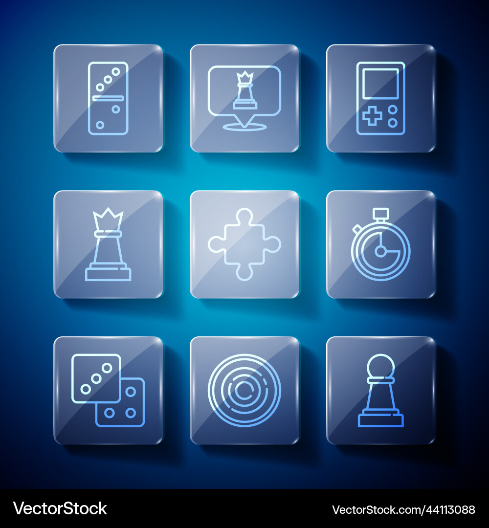 Set line game dice checker chips chess Vector Image