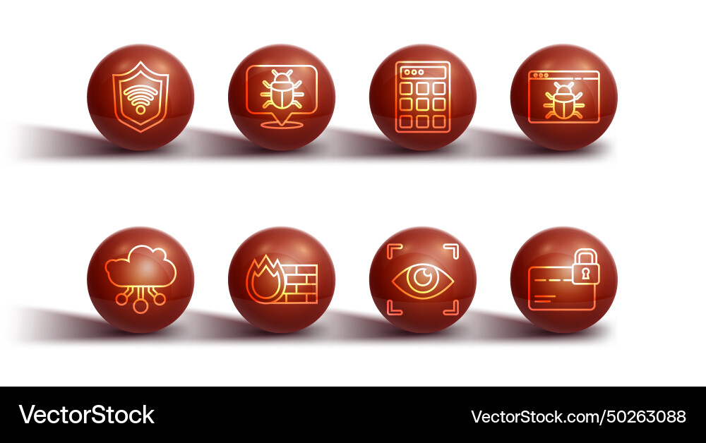 Set line shield with wifi wireless internet vector image