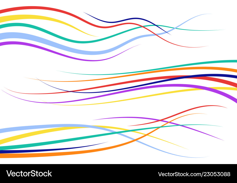 Set of abstract color curved lines Set of abstract color curved lines vector image