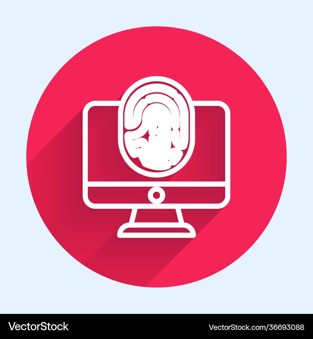 White line monitor with fingerprint icon isolated White line monitor with fingerprint icon isolated vector image