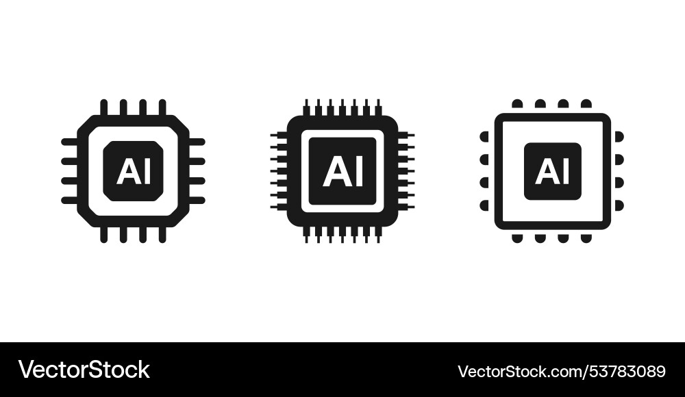 Artificial intelligence ai processor chip icon Artificial intelligence ai processor chip icon vector image