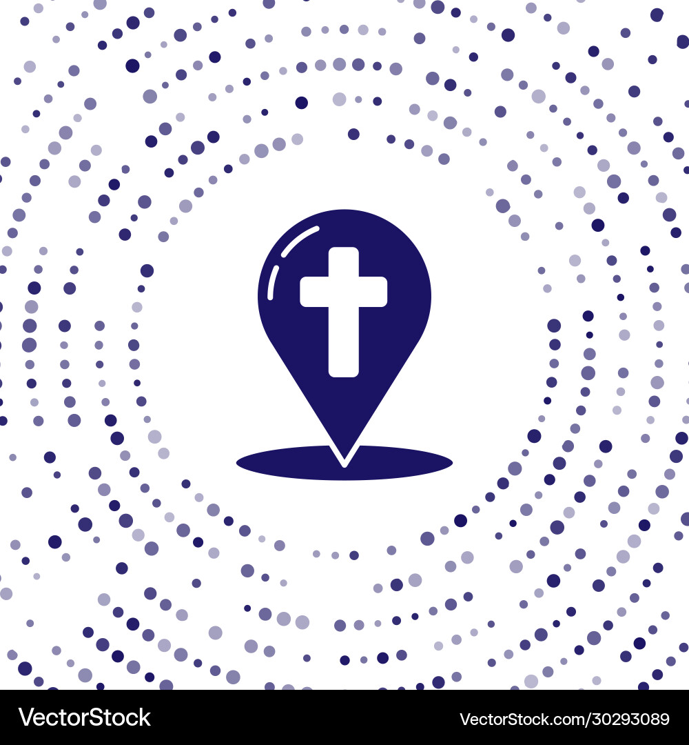 Blue map pointer with christian cross icon Blue map pointer with christian cross icon Vector Image