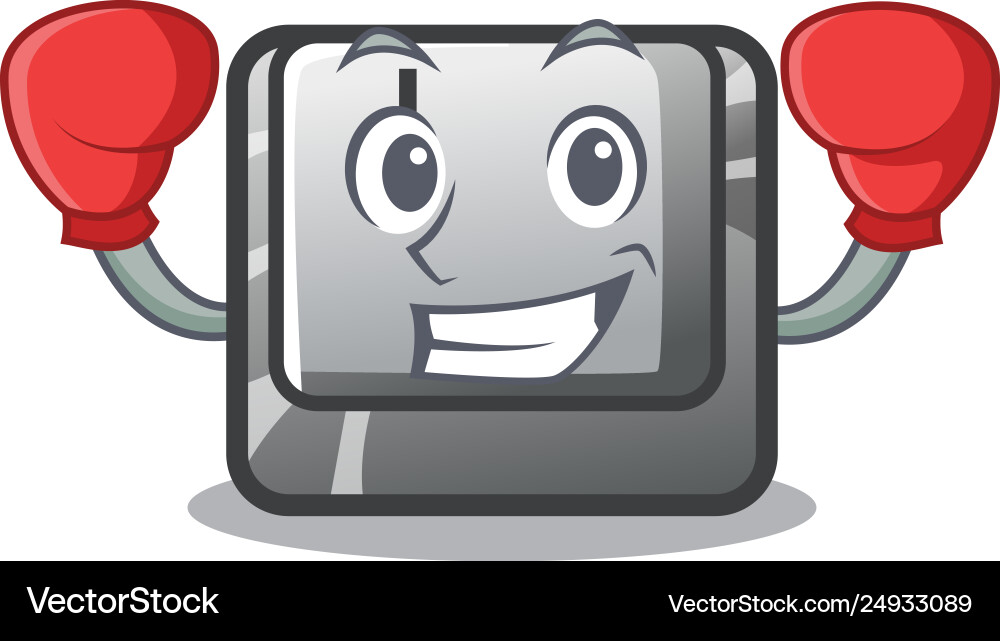 Boxing button j installed on cartoon computer vector image