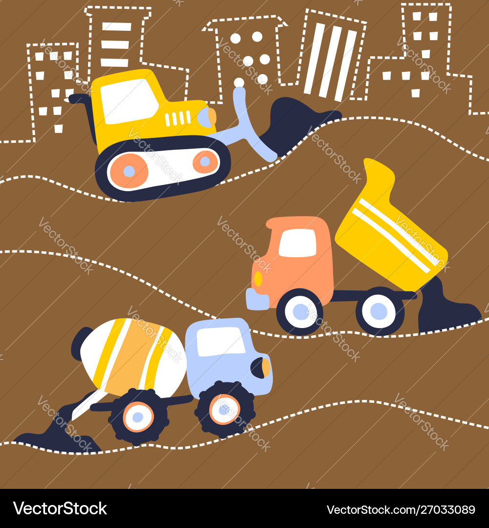 Cartoon construction vehicles – Royalty-Free Vector | VectorStock, image size:1000x1080