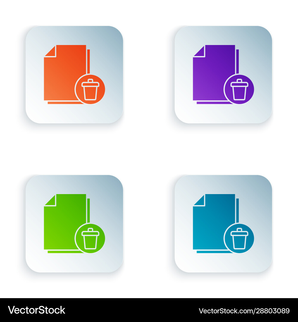 Color delete file document icon isolated on white vector image