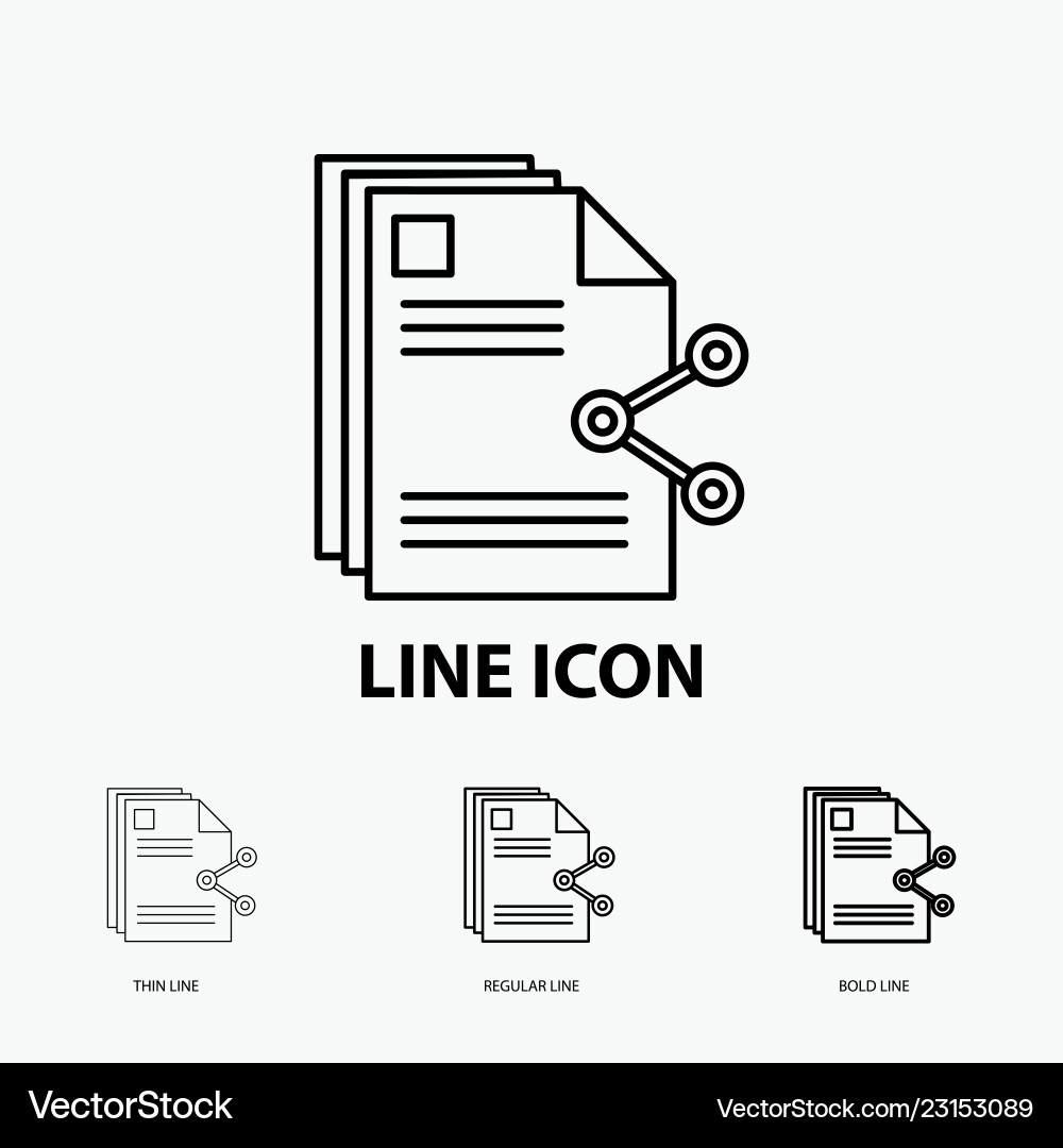 Content files sharing share document icon in thin Content files sharing share document icon in thin Vector Image