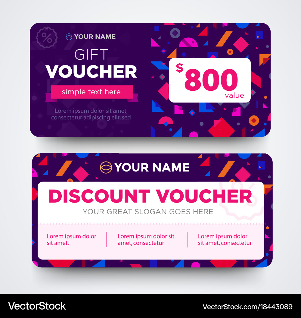Discount voucher template with colorful pattern Vector Image