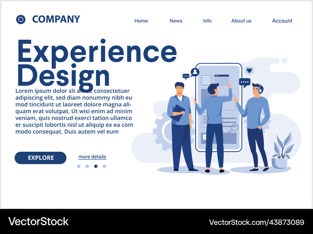 Experience design web user interface ui Vector Image