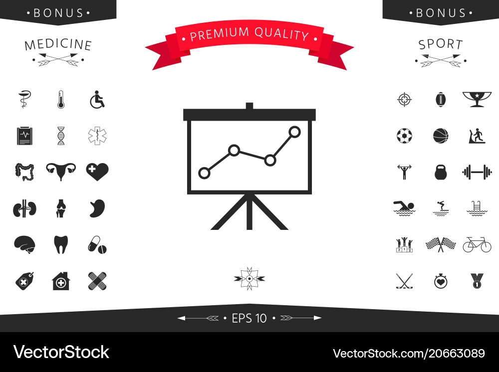 Flip-chart projection screen with a graph vector image