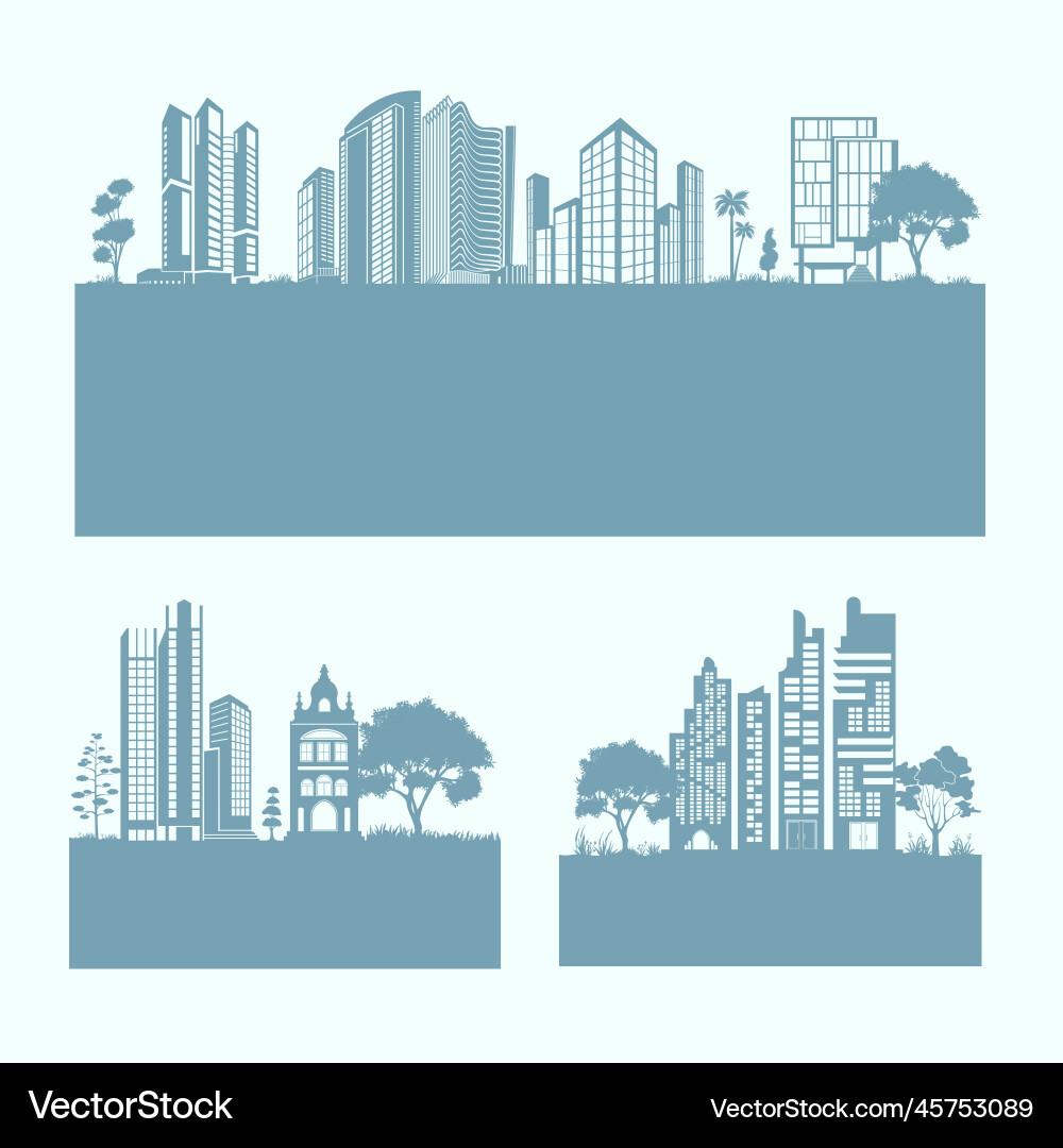 Green Buildings and Trees Vector Image