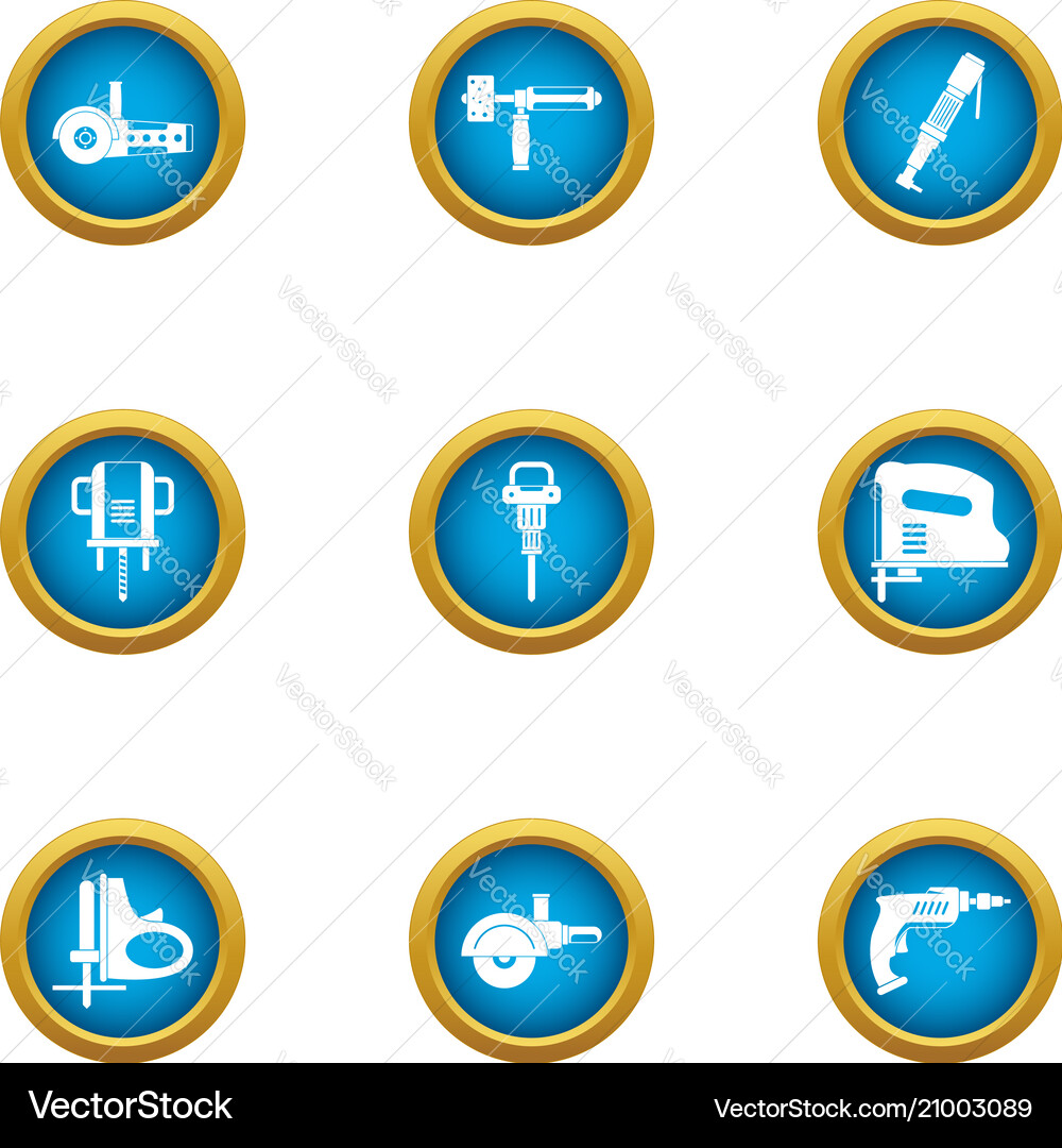 Implement icons set flat style Implement icons set flat style Vector Image