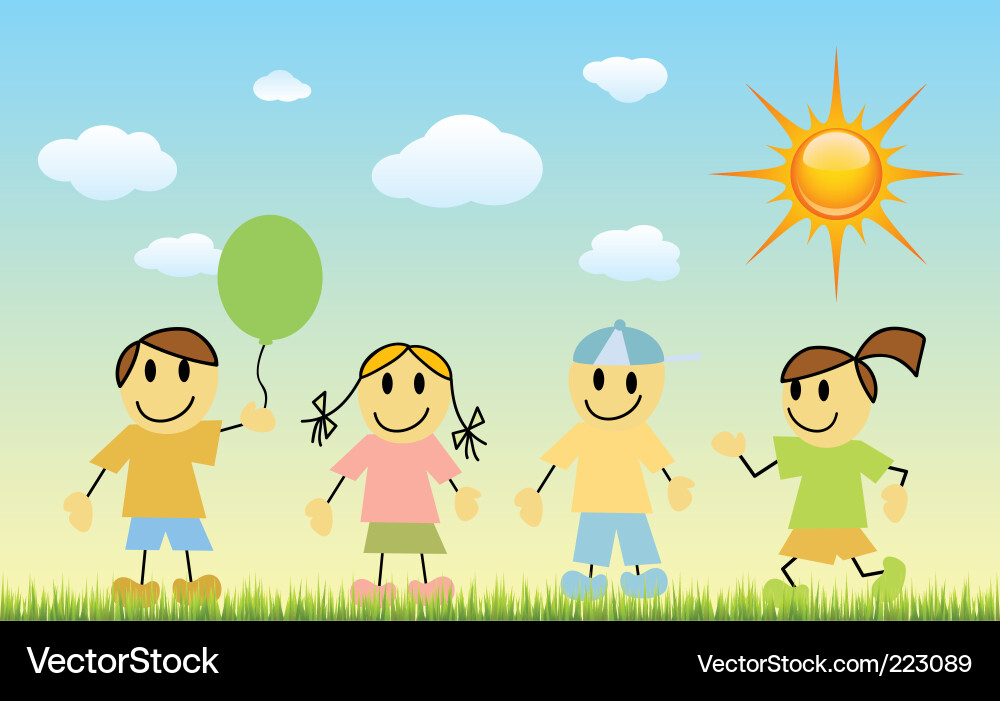 Joyful Children Playing Outdoors Vector Image