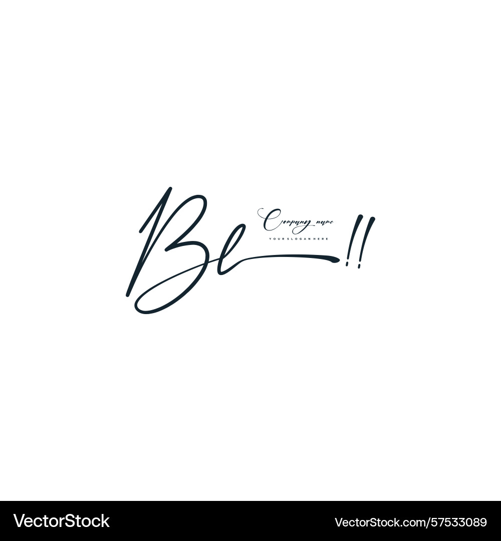 Minimal signature logo design with bl initials Minimal signature logo design with bl initials Vector Image