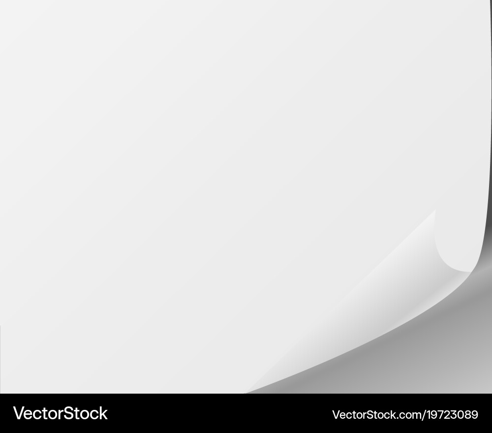 Page curl with shadow on a blank sheet of paper vector image