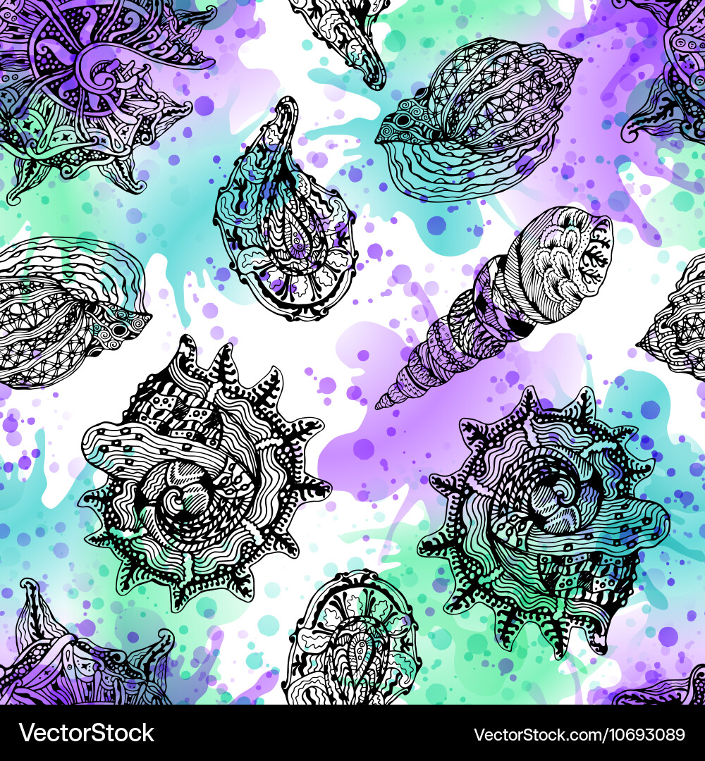 Seamless pattern with abstract shells Vector Image