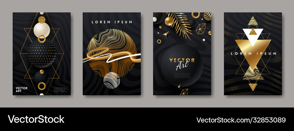 Set abstract black and gold cover design Set abstract black and gold cover design vector image