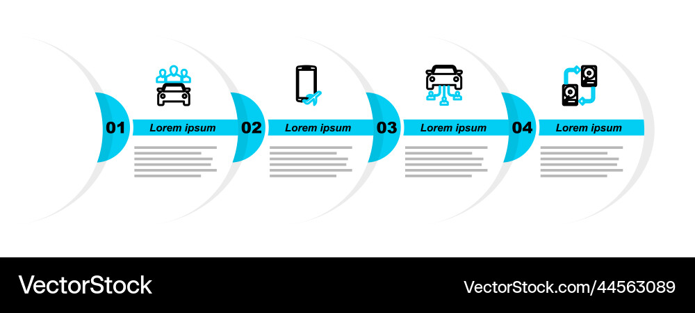 Set line data exchange with hhd car sharing vector image