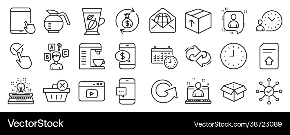 Set line icons such as refresh checkbox Set line icons such as refresh checkbox Vector Image