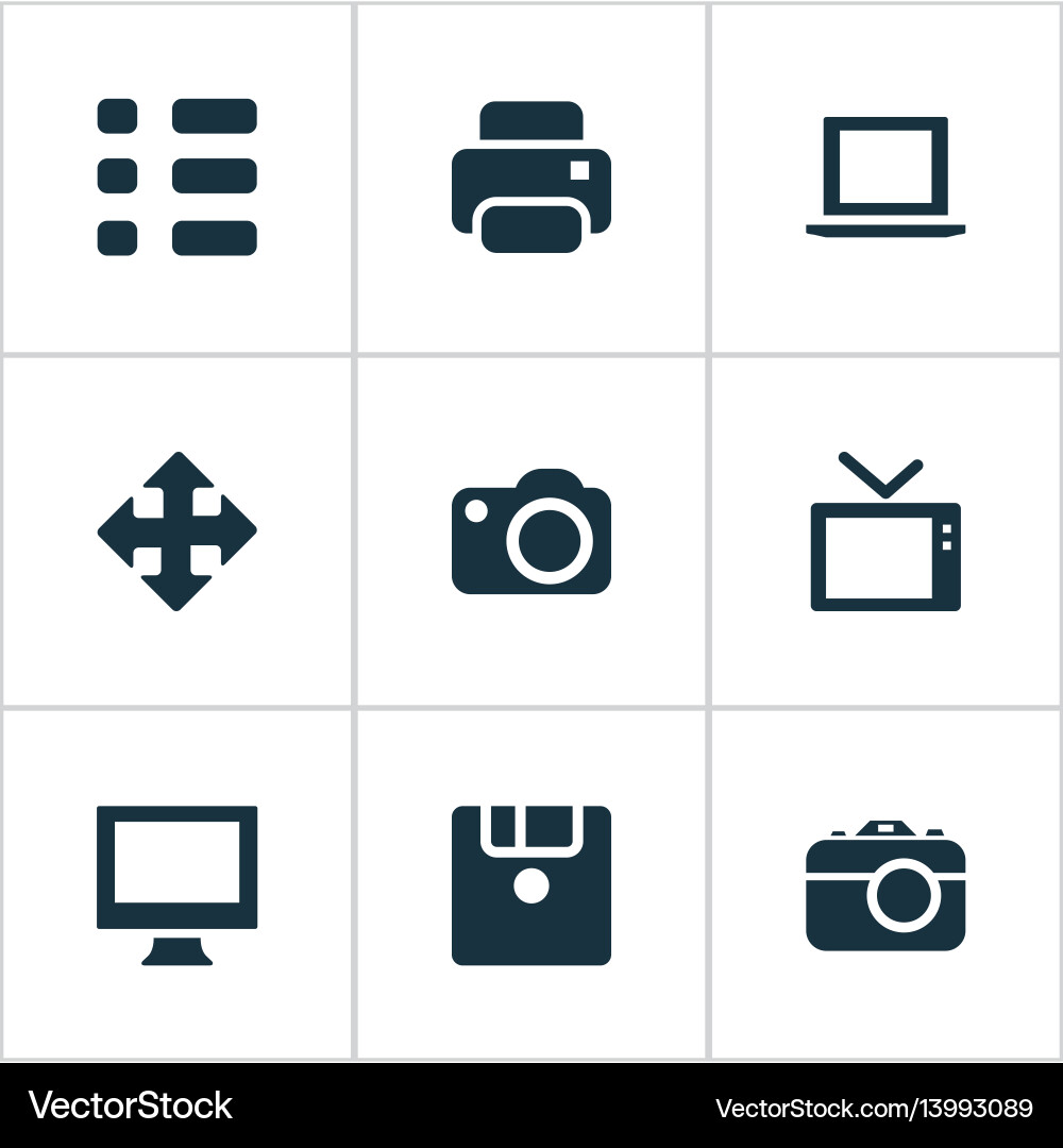 Set of simple hardware icons Vector Image