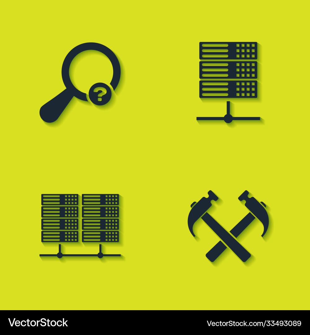 Set unknown search two crossed hammers server Set unknown search two crossed hammers server vector image