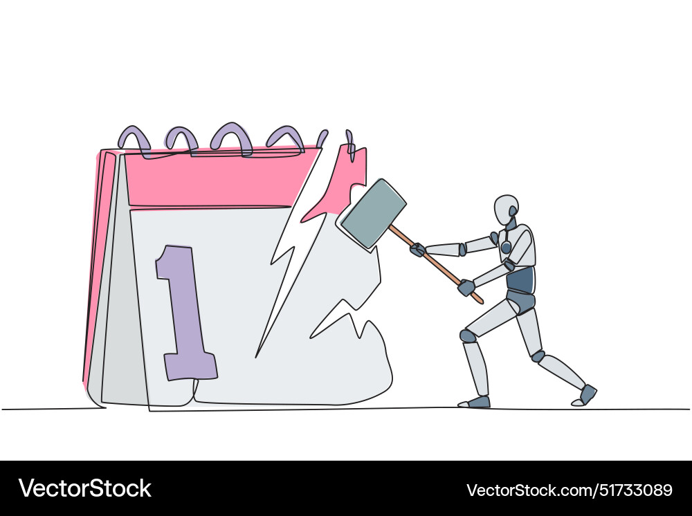 Single continuous line drawing smart robotic Single continuous line drawing smart robotic vector image
