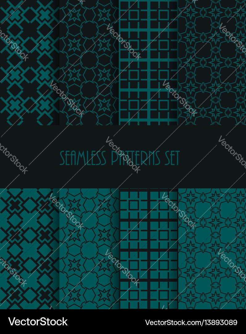 Stylish seamless pattern set decorative line tile Vector Image
