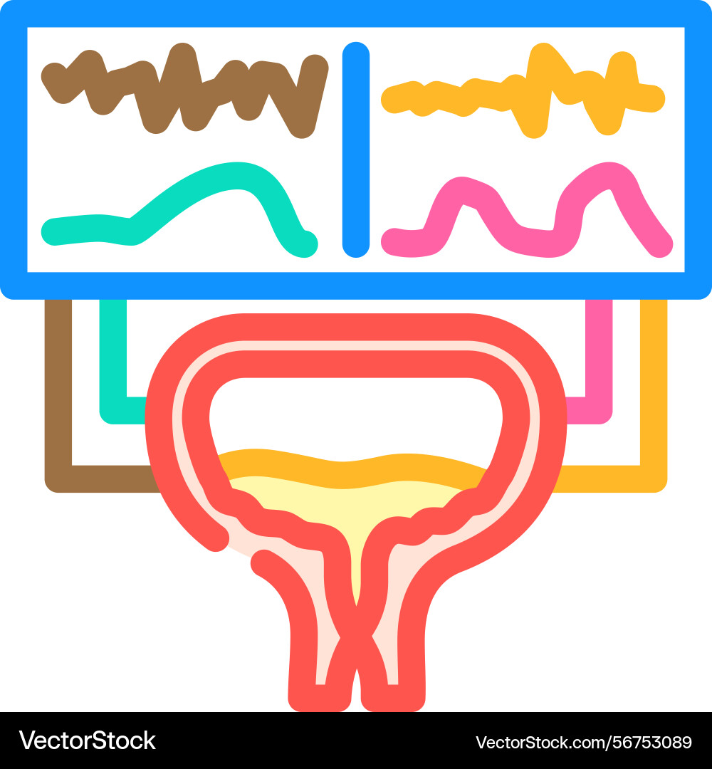 Urodynamische Prüfung Urologie Farbikone Urodynamische Prüfung Urologie Farbikone Vektorbild