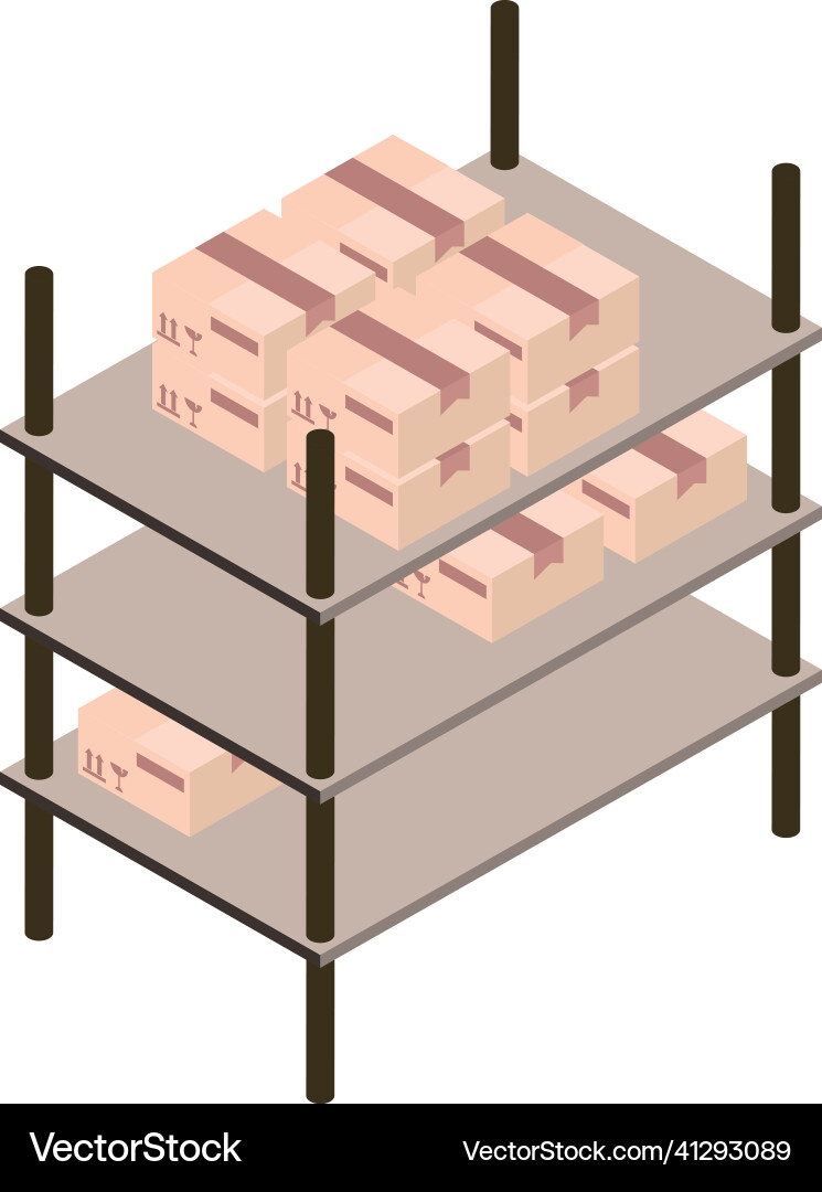 Warehouse shelf and boxes Vector Image