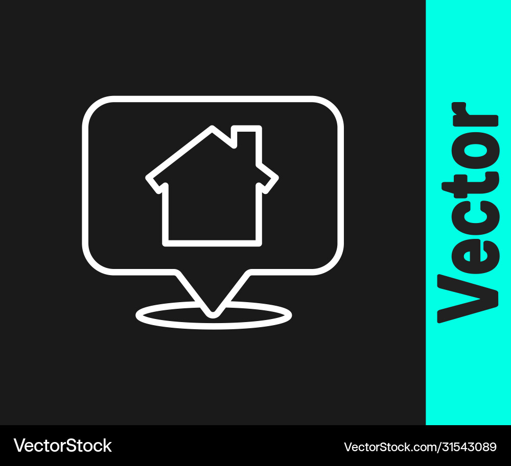 White line map pointer with house icon isolated White line map pointer with house icon isolated vector image