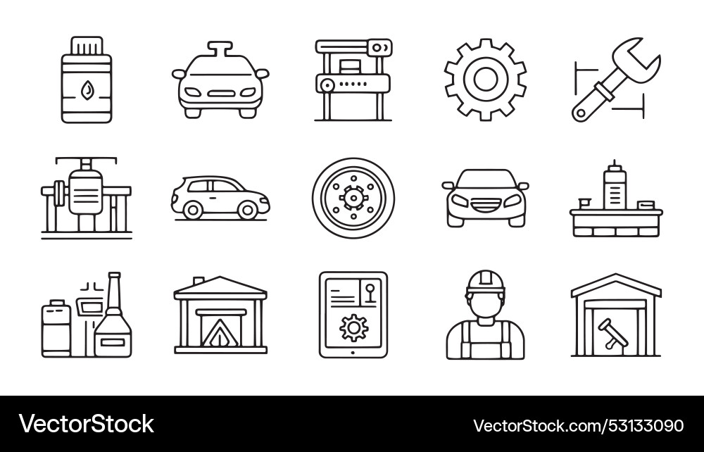 Auto service and garage web icons in line style Auto service and garage web icons in line style vector image