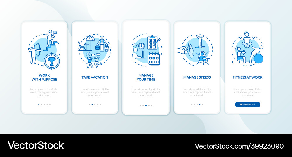 Avoid burnout onboarding mobile app page screen Avoid burnout onboarding mobile app page screen vector image