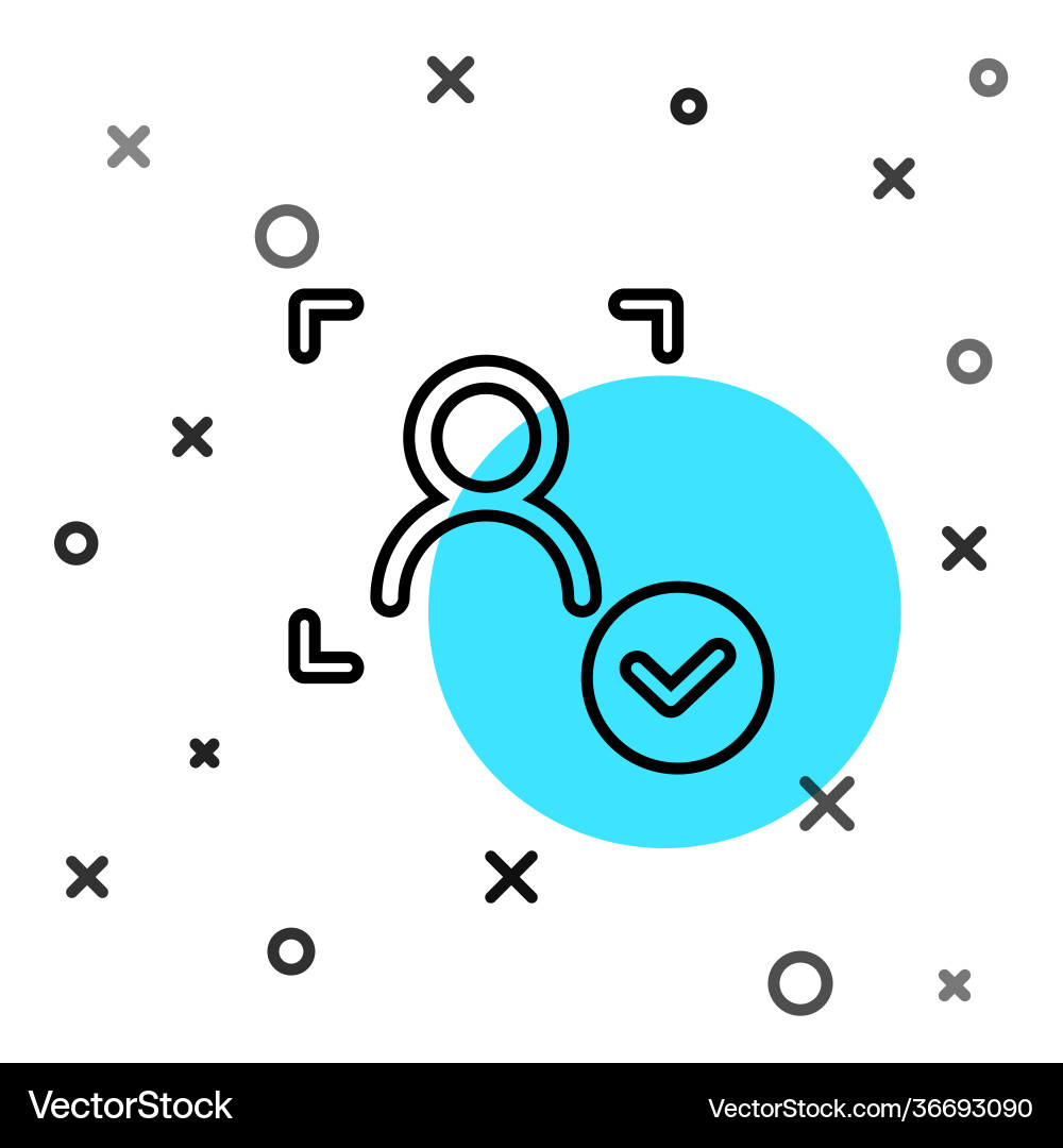 Black line face recognition with check mark icon Black line face recognition with check mark icon vector image