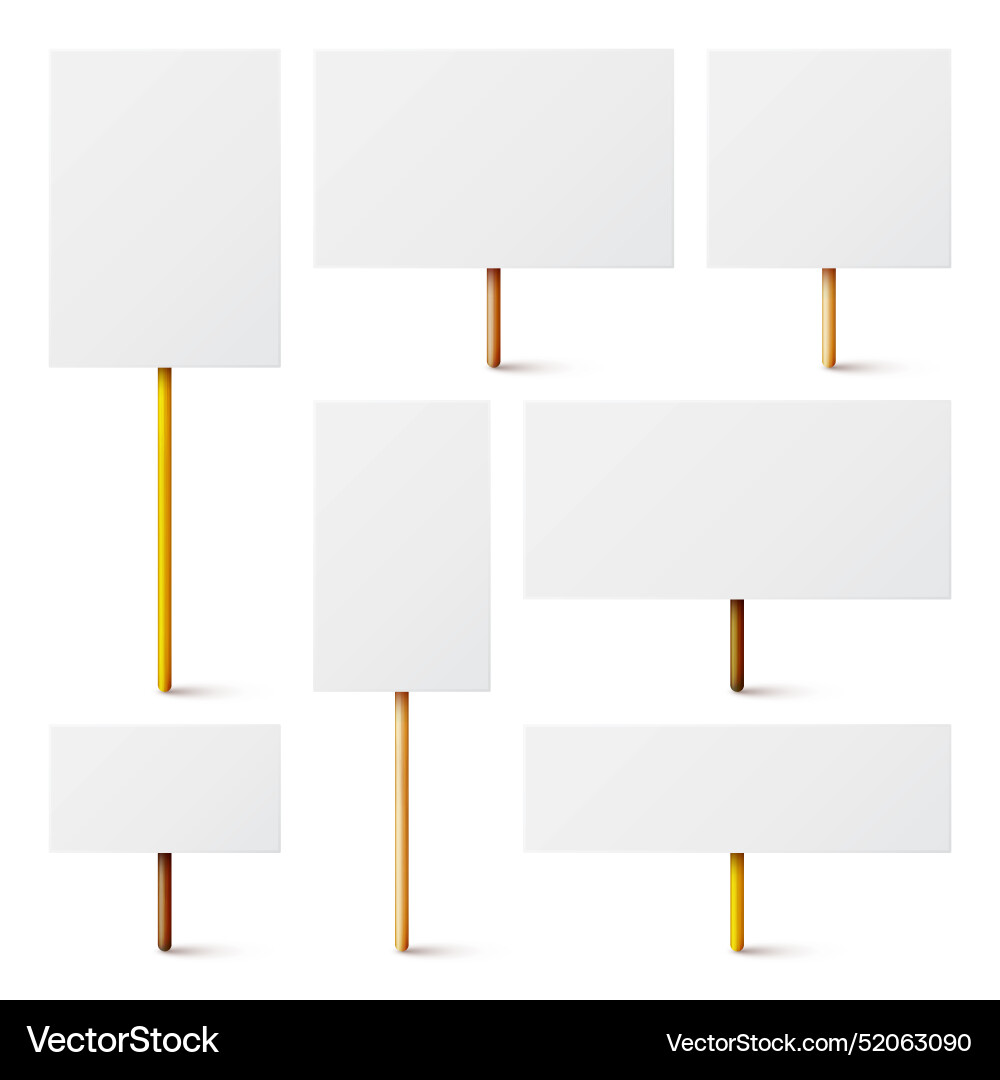 Blank white protest sign with wooden holder Blank white protest sign with wooden holder vector image