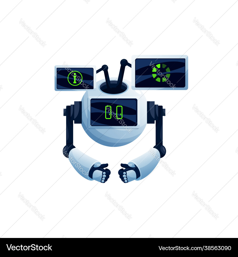 Chatbot helper isolated robot with chat dashboards Chatbot helper isolated robot with chat dashboards Vector Image