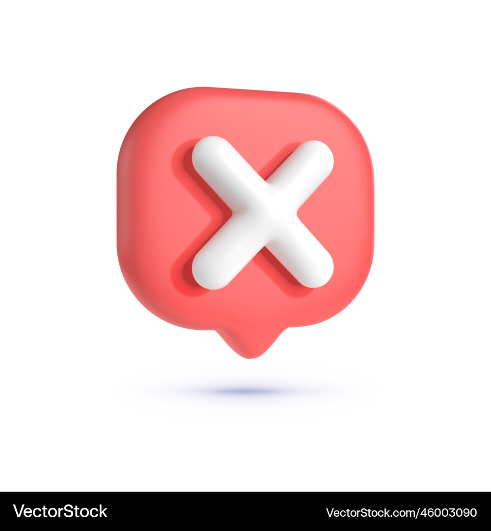 Close delete button 3d on white backdrop Close delete button 3d on white backdrop vector image