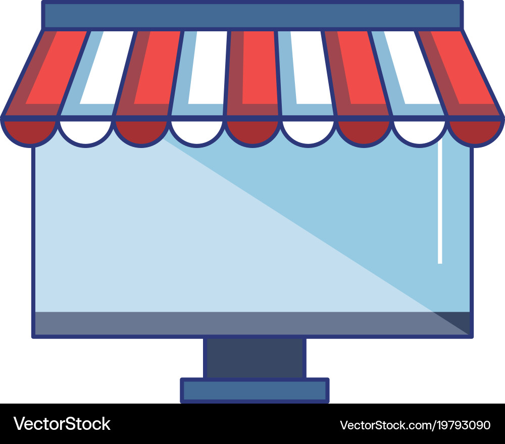 Computer display with parasol Vector Image