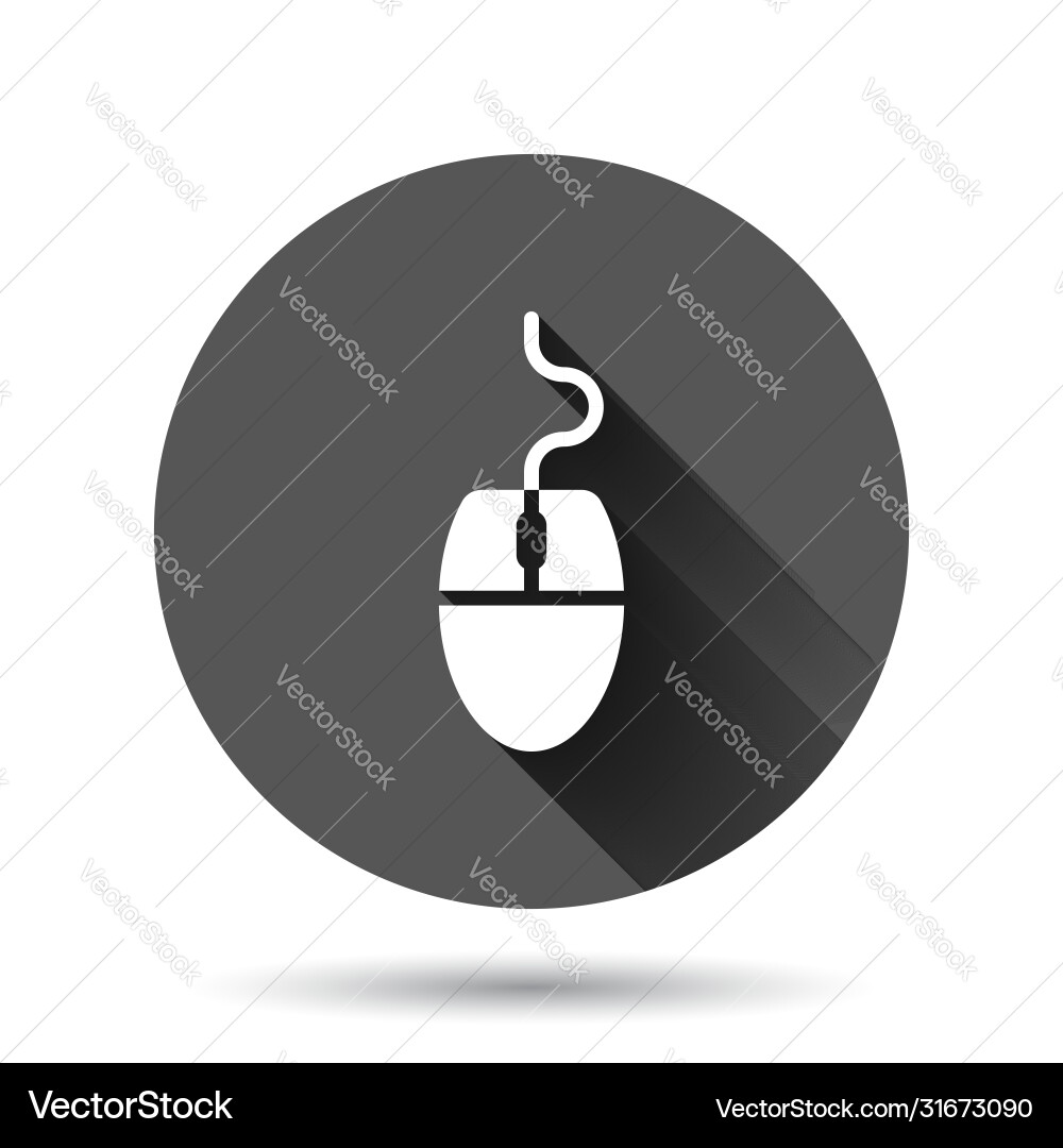 Computer mouse icon in flat style cursor on black vector image