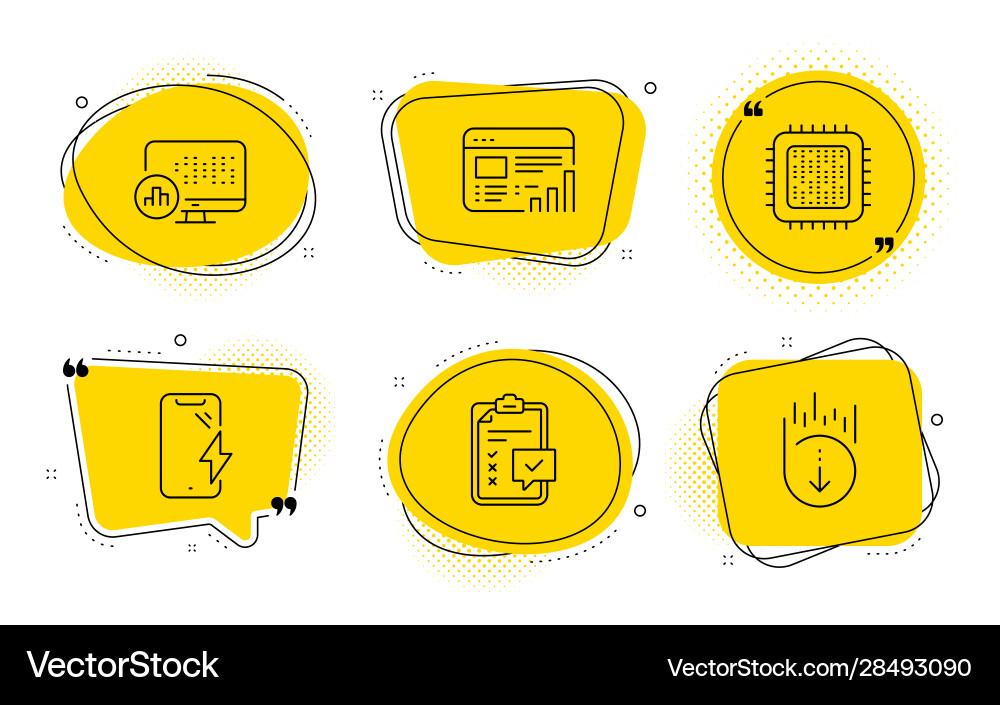 Cpu processor smartphone charging and checklist Cpu processor smartphone charging and checklist Vector Image