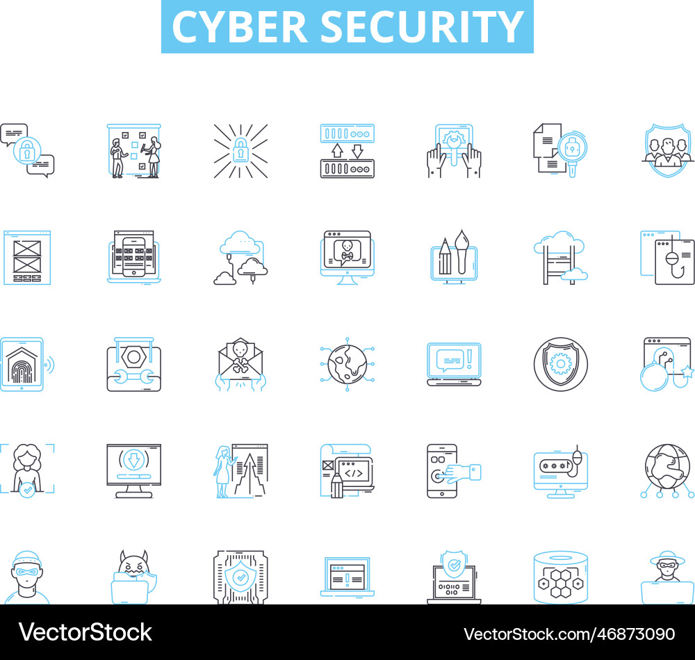 Cyber security linear icons set encryption Cyber security linear icons set encryption vector image