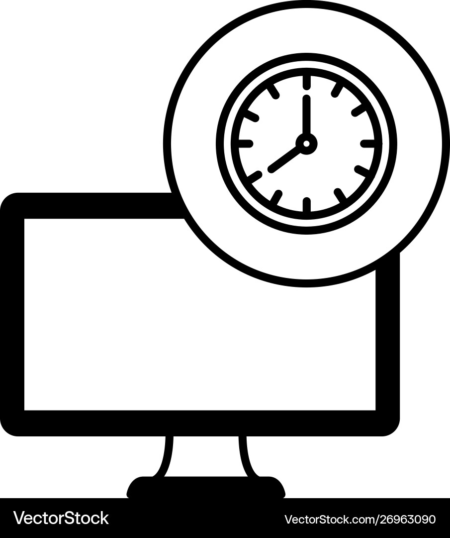 Desktop-Computergerät mit Zeituhr Desktop-Computergerät mit Zeituhr vektorbild