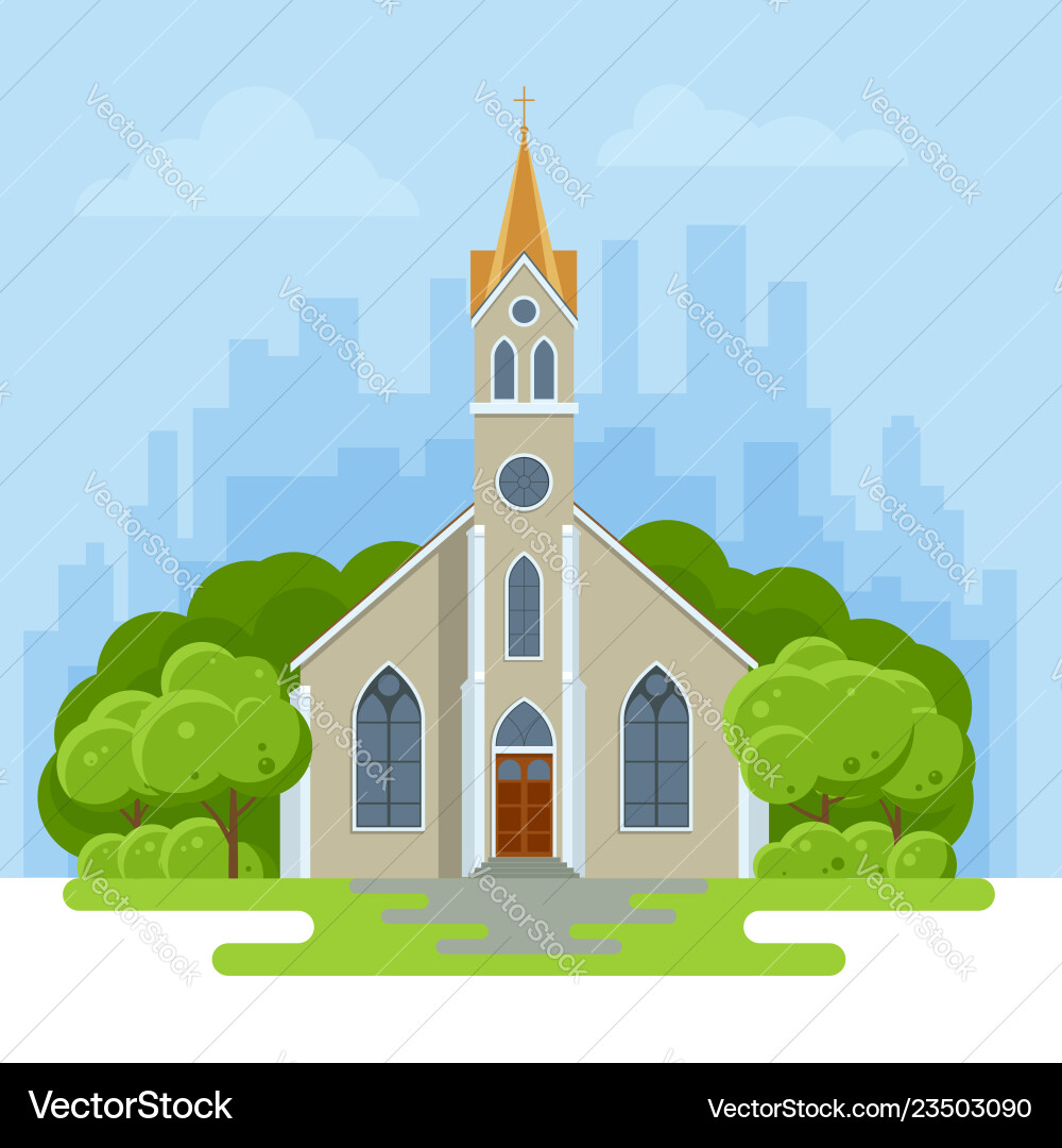 Exterior of a modern church small vector image